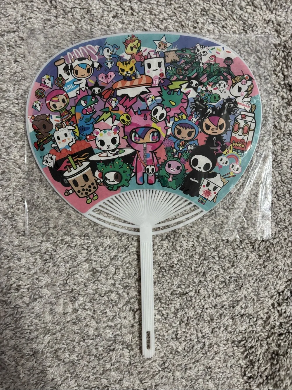 tokidoki multicolor character hand fan